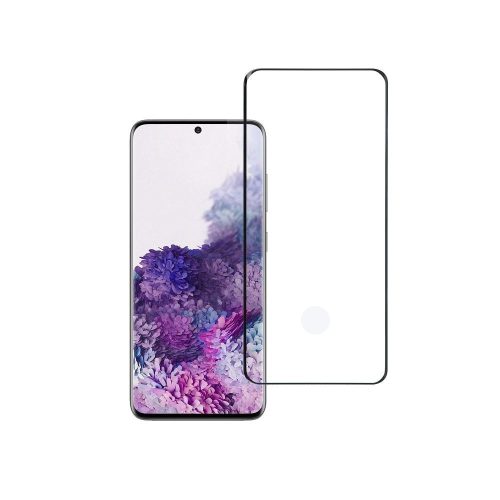 Samsung Galaxy S20 / S20 5G üvegfólia, tempered glass, előlapi, 5D, edzett, hajlított, újjlenyomat olvasónál kivágott, fekete kerettel