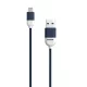 iPhone adatkábel, töltőkábel, iPhone 8pin, lightning - USB-A, szövet bevonat, kék, 2.4A 1.5m, Pantone PT-LCS001-5 MFi