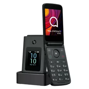   TCL 4043 4G kinyitható mobiltelefon, Dual SIM, SOS gomb, USB-C, magyar menü, kártyafüggetlen – sötétszürke