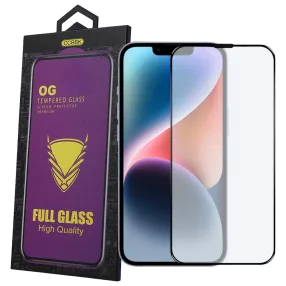   iPhone 13 / 13 Pro / 14 / 16e / 17e üvegfólia – 9H edzett kijelzővédő, teljes képernyős, fekete keretes, OG Premium