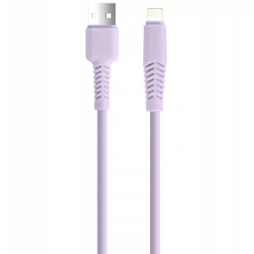   USB-A - Lightning kábel 1,5m 2.1A töltőkábel lila szilikon, Setty KSA-L-1.529