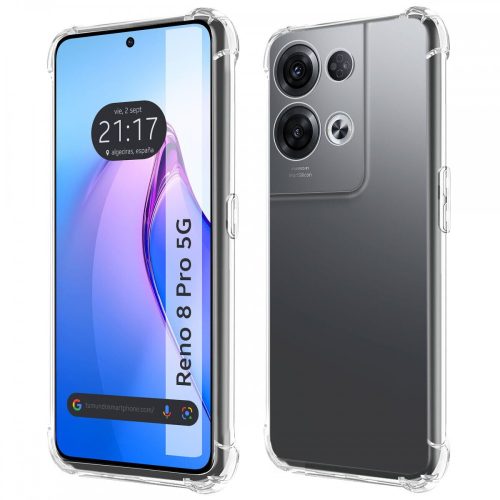 Oppo Reno 8 Pro 5G szilikon tok, hátlaptok, telefon tok, erősített sarkokkal, átlátszó, Anti Shock, 1.5mm