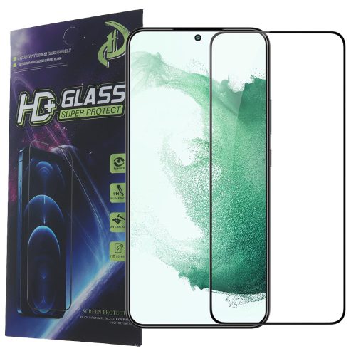 Samsung Galaxy S22 5G / S23 5G üvegfólia, tempered glass, előlapi, 9D, edzett, hajlított, fekete kerettel