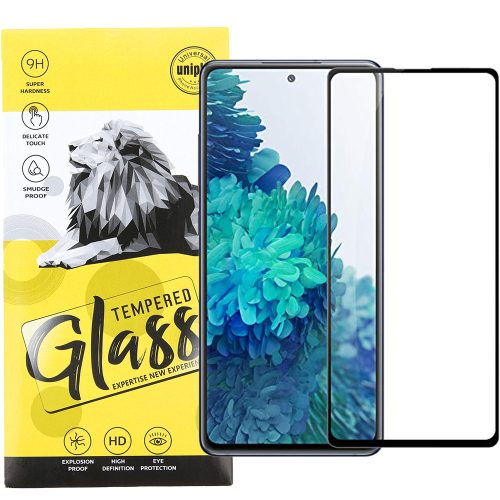 Samsung Galaxy S20 FE / S20 FE 5G üvegfólia, tempered glass, előlapi, 9D, edzett, hajlított, fekete kerettel