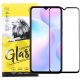 Xiaomi Redmi 9A / 9AT / 9C üvegfólia, tempered glass, előlapi, 9D, edzett, hajlított, fekete kerettel