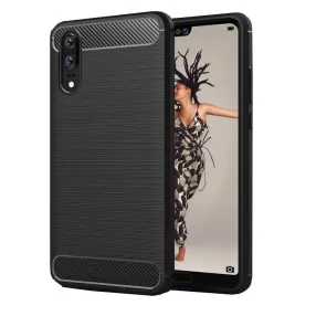   Huawei P20 Pro szilikon tok, hátlaptok, telefon tok, karbon mintás, fekete, Simple Carbon