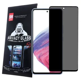   Samsung Galaxy A52 4G/5G / A52s 5G / A53 5G üvegfólia, tempered glass, előlapi, edzett, hajlított, fekete kerettel, betekintés védelemmel, Privacy