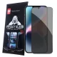 iPhone 13 / 13 Pro / 14 / 16e / 17e üvegfólia, tempered glass, előlapi, edzett, hajlított, fekete kerettel, betekintés védelemmel, Privacy