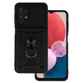   Samsung Galaxy A13 4G hátlap tok, telefon tok, kitámasztható, mágneses, ütésálló, fekete, Defender Slide