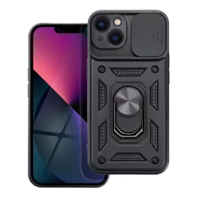   iPhone 13 hátlap tok, telefon tok, kitámasztható, mágneses, ütésálló, fekete, Defender Slide