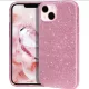 iPhone 14 szilikon tok, hátlaptok, telefon tok, csillámos, rózsaszín, Glitter