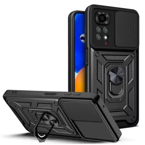   Xiaomi Redmi Note 11 / Note 11S hátlap tok, telefon tok, kitámasztható, mágneses, ütésálló, fekete, Defender Slide