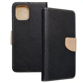   Xiaomi Redmi A1 / Redmi A2 könyvtok, fliptok, telefon tok, szilikon keretes, bankkártyatartós, mágneszáras, fekete-arany, Fancy