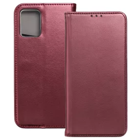   Motorola Moto E22 / E22i könyvtok, fliptok, telefon tok, mágneszáras, bankkártyatartós, bordó, Smart Magnetic