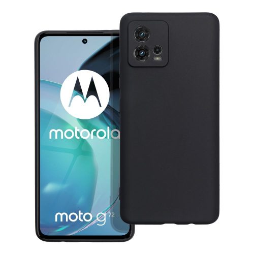 Motorola Moto G72 szilikon tok, hátlaptok, telefon tok, velúr belsővel, matt, fekete, Silicon