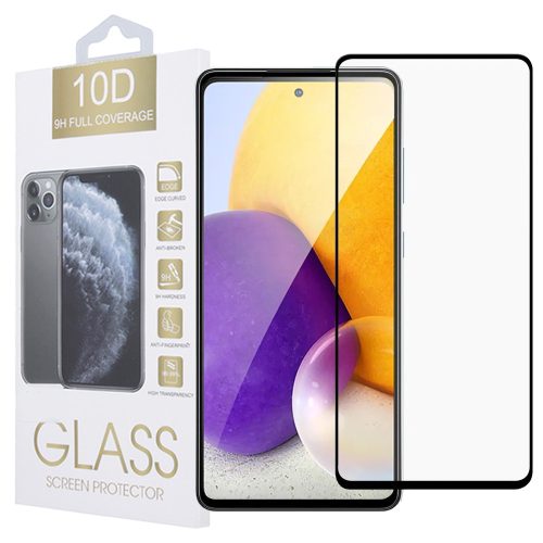 Samsung Galaxy A73 5G / Motorola Moto E32 / E32s / G22 4G üvegfólia, tempered glass, előlapi, 10D, edzett, hajlított, fekete kerettel