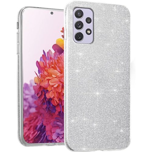 Samsung Galaxy A23 5G szilikon tok, hátlaptok, telefon tok, csillámos, ezüst, Glitter