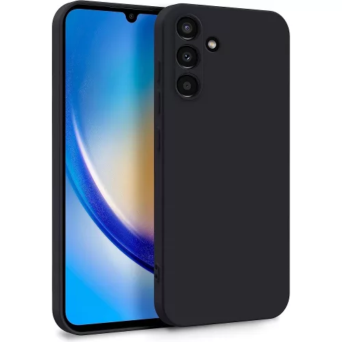 Samsung Galaxy A34 5G szilikon tok, hátlaptok, telefon tok, velúr belsővel, matt, fekete, Silicon