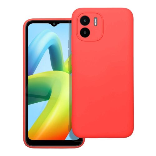 Xiaomi Redmi A1 / Redmi A2 szilikon tok, hátlaptok, telefon tok, velúr belsővel, matt, piros, Silicon