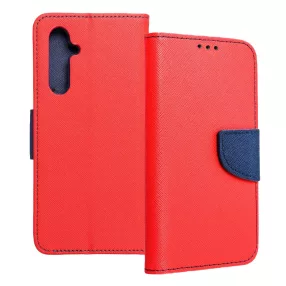   Samsung Galaxy A54 5G könyvtok, fliptok, telefon tok, mágneszáras, bankkártyatartós, szilikon keretes, piros-sötétkék, Fancy