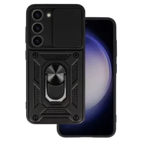   Samsung Galaxy S23 5G hátlap tok, telefon tok, kitámasztható, mágneses, ütésálló, fekete, Defender Slide