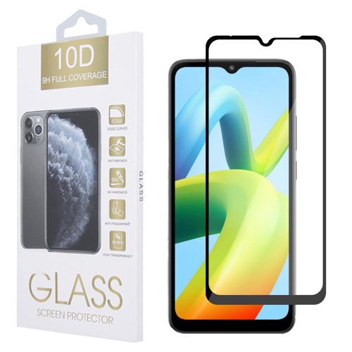 Xiaomi Redmi 9 / A1 / A1+ / Honor X6 / X6S / Oppo A16 / A57 / Vivo Y10 / Y21 / Y21s / Y22 / Y22s / Y33 / Y33s / Y35 üvegfólia, tempered glass, előlapi, 10D, edzett, hajlított, fekete kerettel