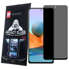   Xiaomi Redmi Note 12 4G/5G / Poco X5 5G üvegfólia, tempered glass, előlapi, edzett, hajlított, fekete kerettel, betekintés védelemmel, Privacy