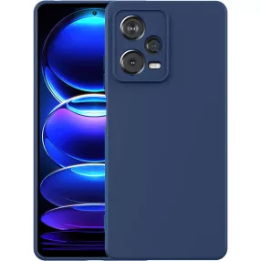   Xiaomi Redmi Note 12 5G (Globál) / Poco X5 5G szilikon tok, hátlaptok, telefon tok, velúr belsővel, matt, sötétkék, Silicon