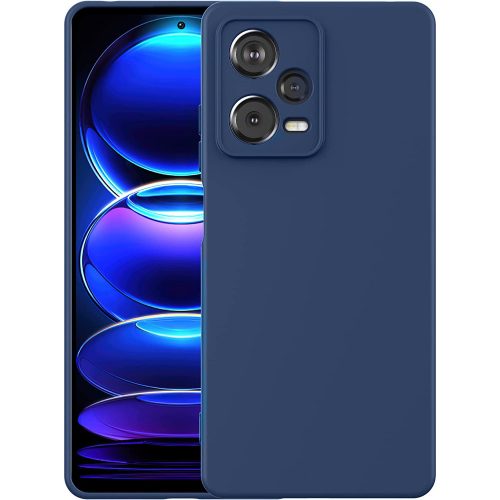 Xiaomi Redmi Note 12 5G (Globál) / Poco X5 5G szilikon tok, hátlaptok, telefon tok, velúr belsővel, matt, sötétkék, Silicon