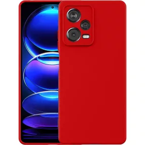   Xiaomi Redmi Note 12 5G (Globál) / Poco X5 5G szilikon tok, hátlaptok, telefon tok, velúr belsővel, matt, piros, Silicon