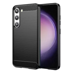   Samsung Galaxy S23 5G szilikon tok, hátlaptok, telefon tok, karbon mintás, fekete, Simple Carbon