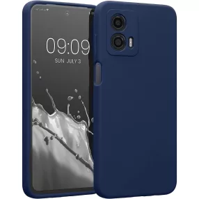   Motorola Moto G53 5G szilikon tok, hátlaptok, telefon tok, velúr belsővel, matt, sötétkék, Silicon