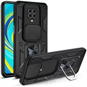   Xiaomi Redmi Note 9 Pro / Note 9S hátlap tok, telefon tok, kitámasztható, mágneses, ütésálló, fekete, Defender Slide