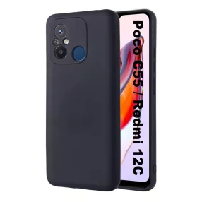   Xiaomi Redmi 12C szilikon tok, hátlaptok, telefon tok, velúr belsővel, matt, fekete, Silicon