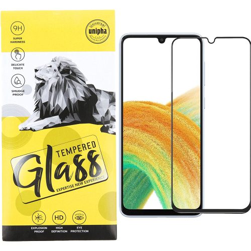 Samsung Galaxy A34 5G üvegfólia, tempered glass, előlapi, 9D, edzett, hajlított, fekete kerettel