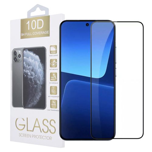 Xiaomi 13 5G üvegfólia, tempered glass, előlapi, 10D, edzett, hajlított, fekete kerettel