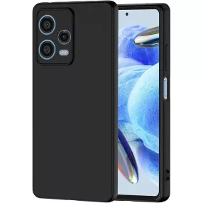   Xiaomi Redmi Note 12 Pro 5G (Globál) / Poco X5 Pro 5G szilikon tok – kameravédős, matt fekete hátlaptok velúr belsővel, Silicon