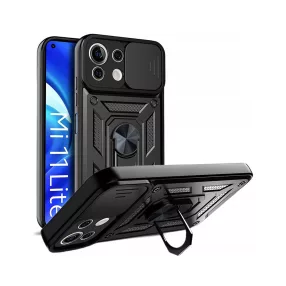   Xiaomi Mi 11 Lite 4G / 5G / 11 Lite 5G NE hátlap tok, telefon tok, kitámasztható, mágneses, ütésálló, fekete, Defender Slide