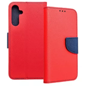   Samsung Galaxy A34 5G könyvtok, fliptok, telefon tok, szilikon keretes, bankkártyatartós, mágneszáras, piros-sötétkék, Fancy