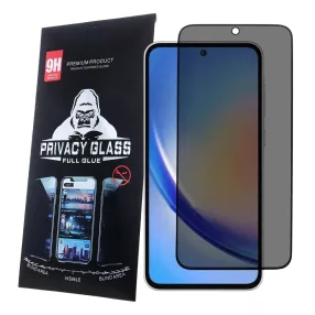   Samsung Galaxy A54 5G üvegfólia, tempered glass, előlapi, edzett, hajlított, fekete kerettel, betekintés védelemmel, Privacy
