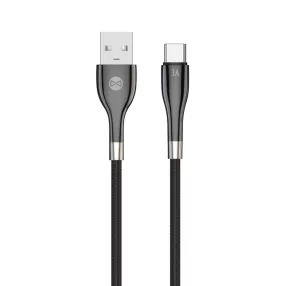   USB-C adatkábel, töltőkábel, USB-A-USB-C (USB Type-C), fekete, 3A 1m, Forever Sleek