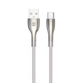   USB-C adatkábel, töltőkábel, USB-A-USB-C (USB Type-C), fehér, 3A 1m, Forever Sleek