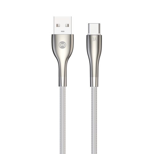 USB-C adatkábel, töltőkábel, USB-A-USB-C (USB Type-C), fehér, 3A 1m, Forever Sleek