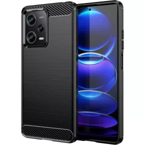   Xiaomi Redmi Note 12 5G (Globál) / Poco X5 5G szilikon tok, hátlaptok, telefon tok, karbon mintás, fekete, Simple Carbon