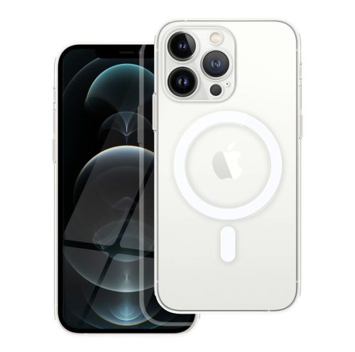 iPhone 12 Pro hátlaptok, telefon tok, MagSafe kompatibilis, erősített sarkokkal, átlátszó, kamera védelemmel, Anti Shock Mag Cover, 1.5mm