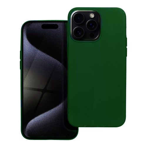 iPhone 15 Pro szilikon tok, hátlaptok, telefon tok, matt, zöld