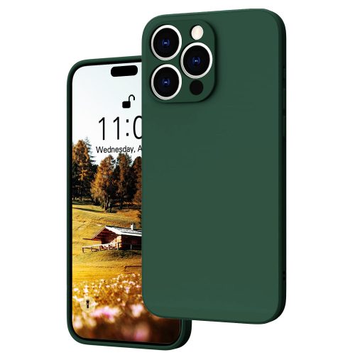 iPhone 15 Pro Max szilikon tok, hátlaptok, telefon tok, matt, zöld
