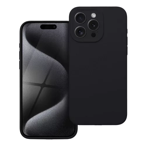 iPhone 15 Pro Max szilikon tok, hátlaptok, telefon tok, velúr belsővel, matt, fekete, Silicon