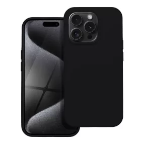   iPhone 15 Pro Max szilikon tok, hátlaptok, telefon tok, velúr belsővel, matt, fekete, Silicon