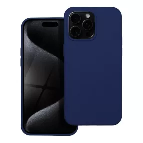   iPhone 15 Pro szilikon tok, hátlaptok, telefon tok, velúr belsővel, matt, sötétkék, Silicon